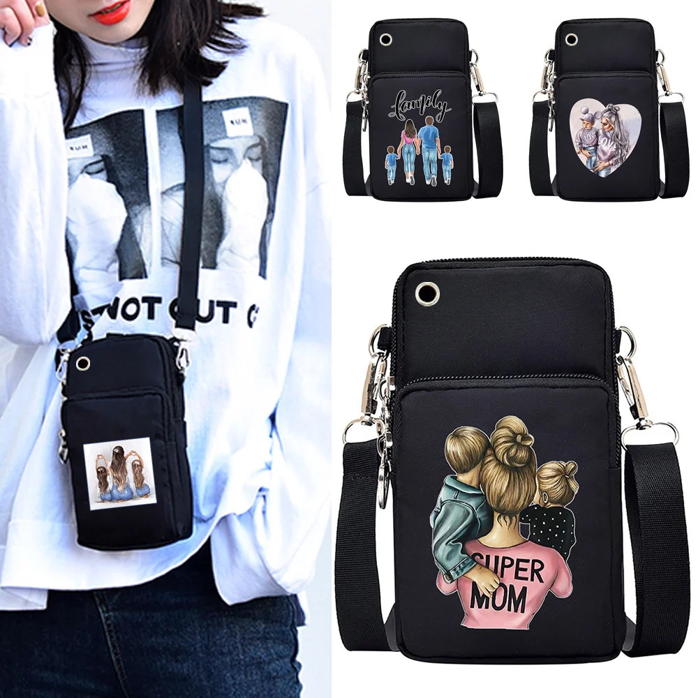 

Mom Print Mobile Phone Bag Women's Messenger Bag Hanging Neck Coin Purse Handbag Crossbody Bag for Xiaomi/samsung/iphone 13 12
