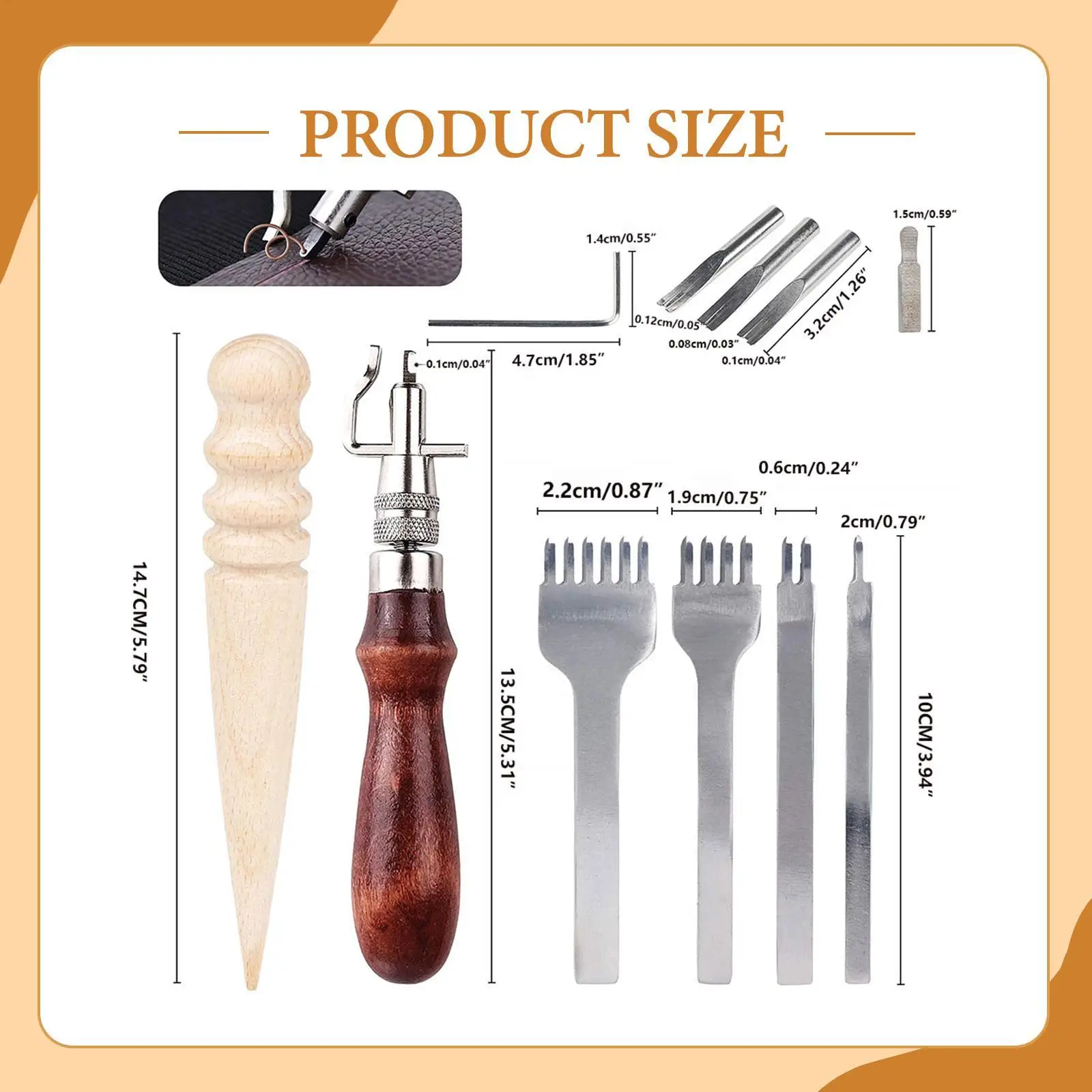 

Leatherworking Tool Kit, Wood Burnishing Supplies, Craft Kit, Grooving for