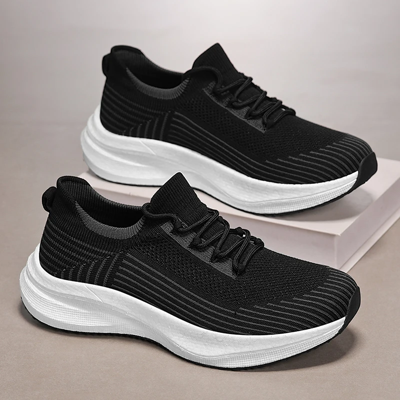 

Men Daily Jogging Sport Sneakers Summer Open Fine Mesh Elastic Cushion Outsole Slip Resist Outdoor Leisure Shoe