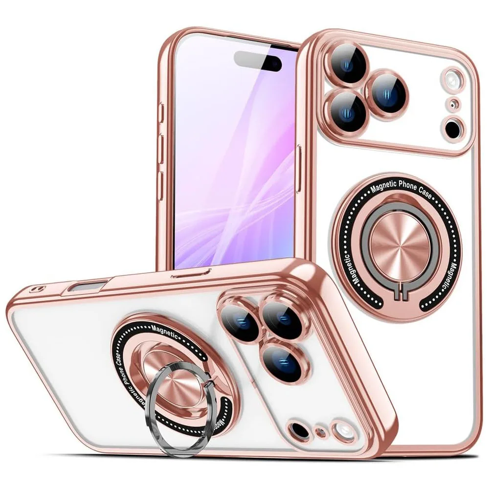 

Clear Case for iPhone 17 Pro Max/17 Pro/Air/17 - Rotating Ring Mount, Shockproof, Lens Protective Film, Magnetic Cover
