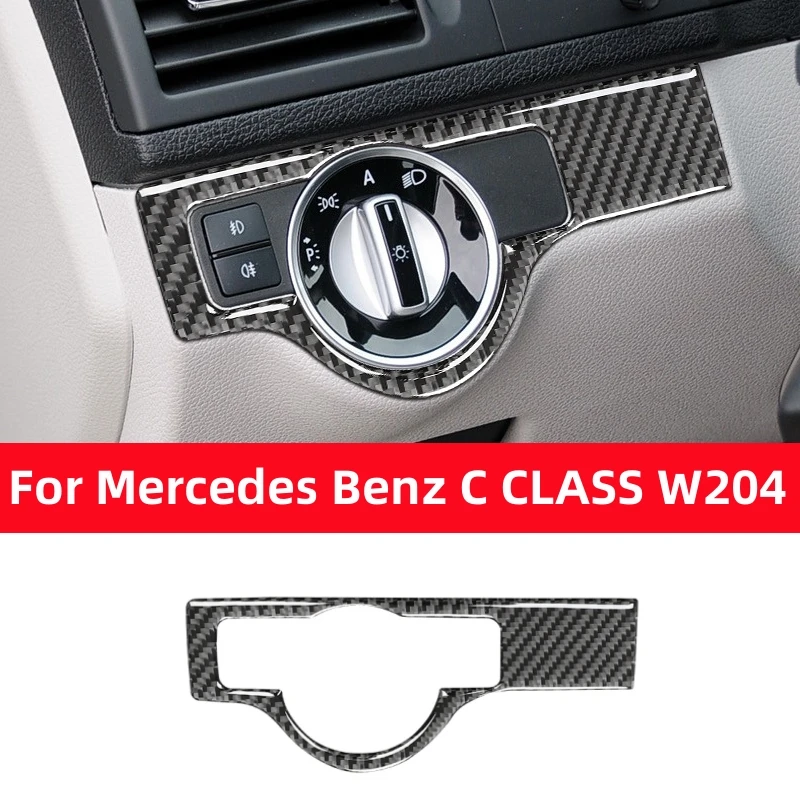 

For Mercedes Benz C CLASS W204 2007-2014 Carbon Fiber Car Headlight Switch Button Panel Sticker Interior Trim Auto Accessories