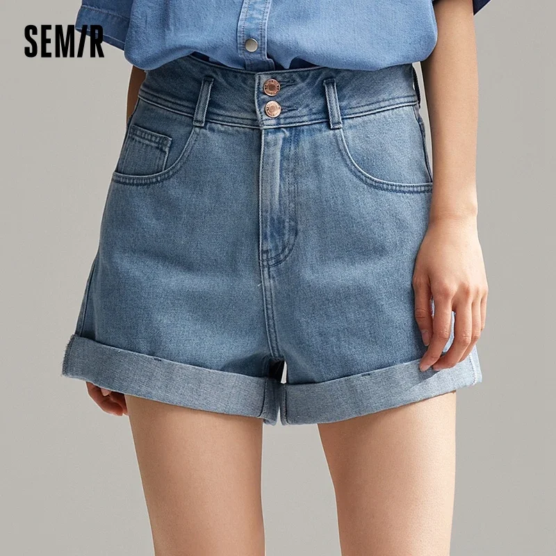 

Semir Women High-Waisted Shorts 2024 Summer New Leg-Lengthening Shorts Slimming Rolled Edge A-Line Pants Versatile