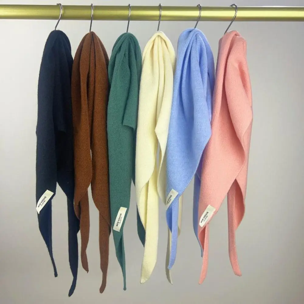 

Multicolor Shawl with Tie Short Warm Knitted Scarf Triangular Shape British Korean Style Multi-functional Scarf Winter