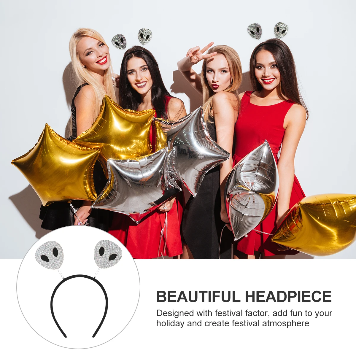 

7 Pcs Alien Headdress Headbands Felt Cloth Sequin Halloween Party Accessories Hairband Props Adult Children Size