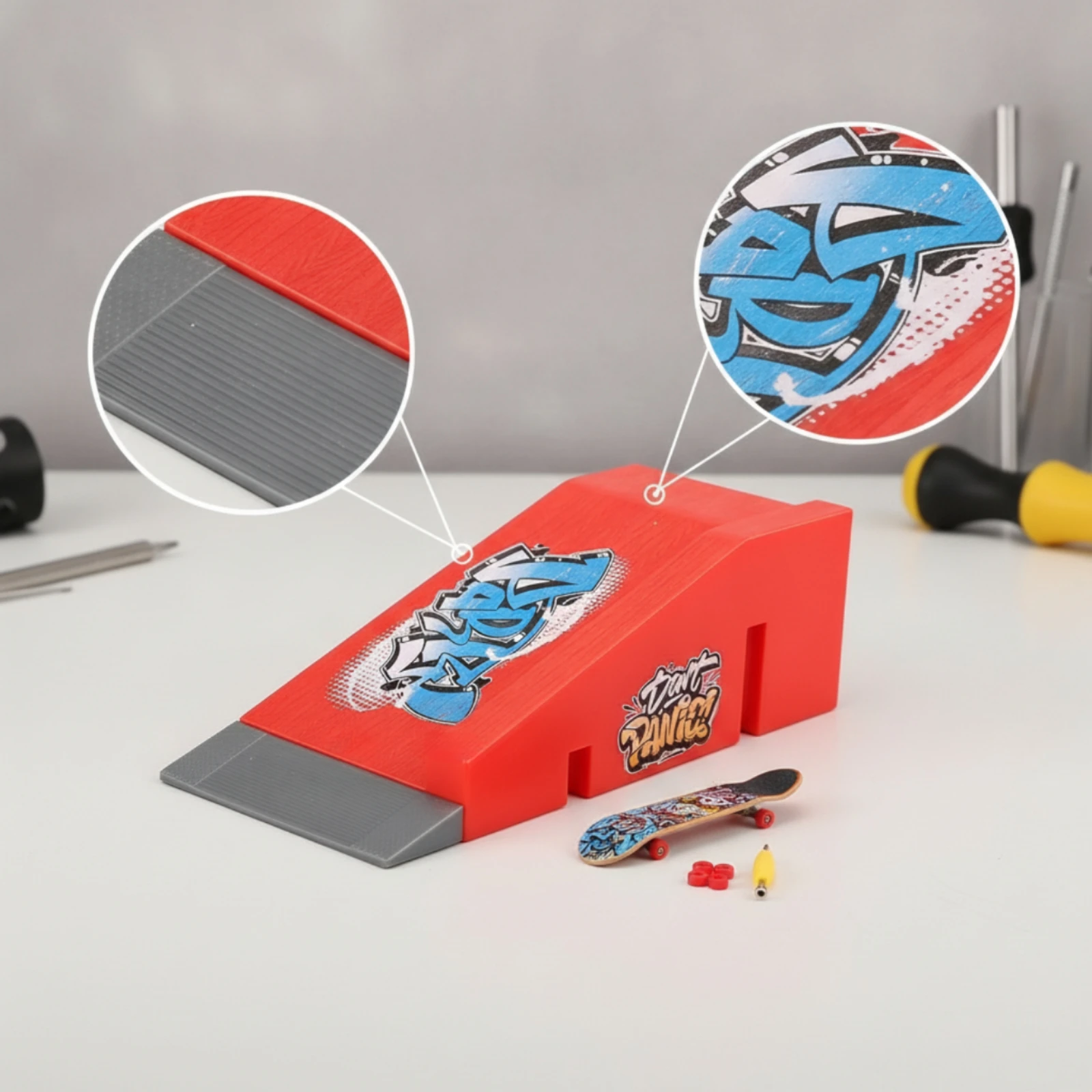 Finger Skateboard Ramp with Skateboard Plastic Fingerboard Obstacle with Tool Mini Skatepark Ramp Training Toy Expressive