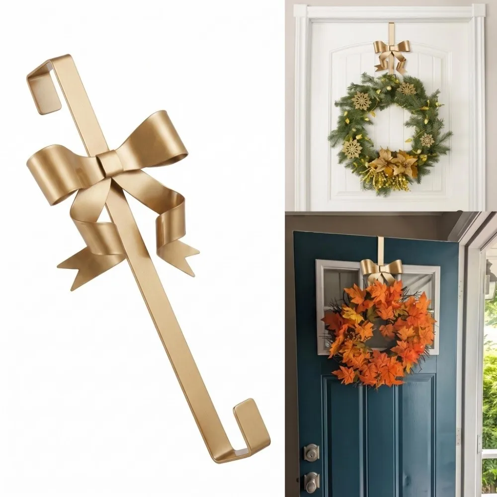 Metal Over The Door Hooks No Drilling Multi-function Bow Tie Hook Bowknot Shape Universal Hanging Organizer Hook Dorm Room
