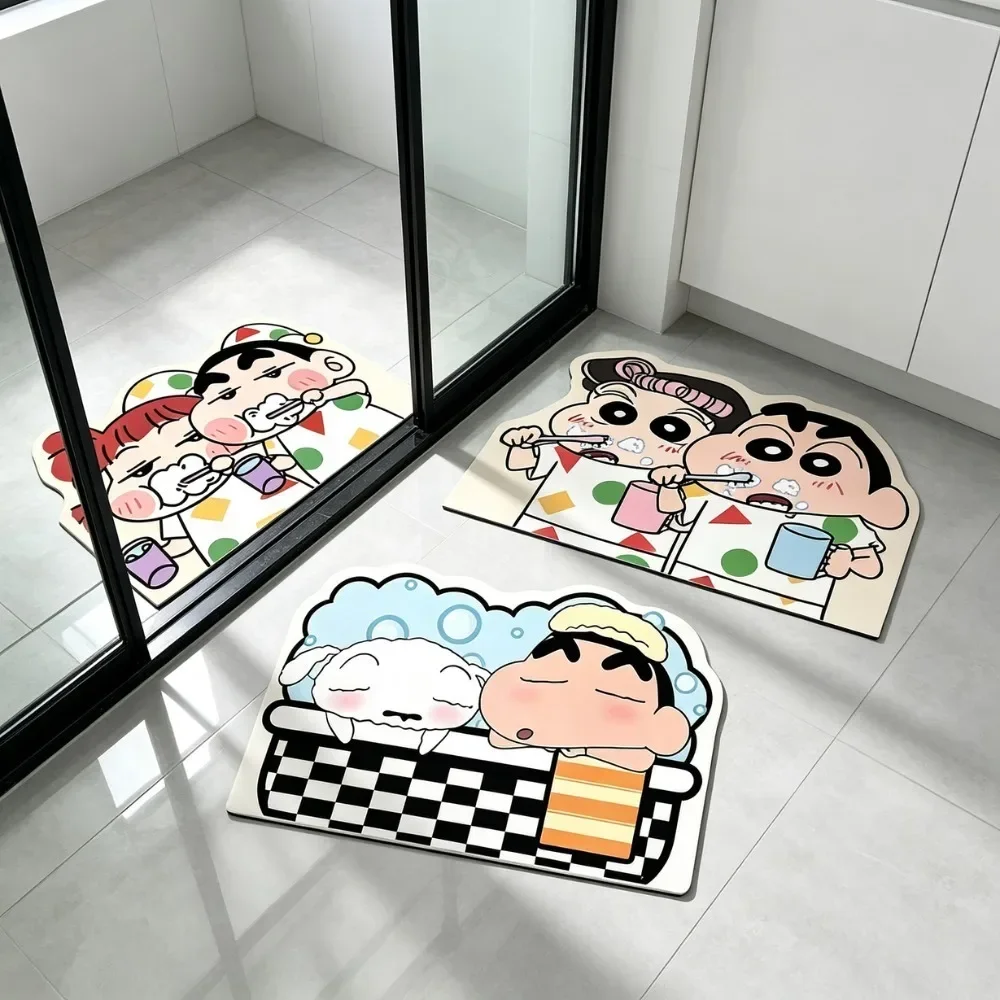 Crayon Shinchan Bath Shower Mat Absorbent Quick Dry Non Slip Soft Anime Decorative Floor Door Water Uptake Mat 30x40cm