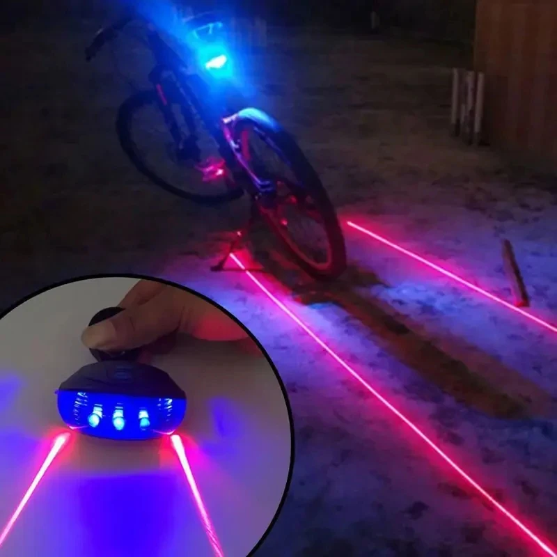 1/4Pcs Cycling Mountain Bike Safety Warning Light Bicycle Laser Taillight 5 Led Parallel Line Laser Laser Taillight Night Riding