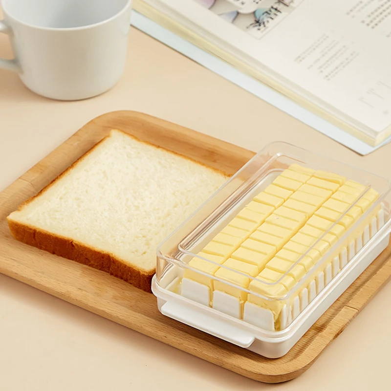 Japanese-style Transparent Cover Butter Divider Cutting Storage Box Butter Cheese Can Be Opened and Washed Refrigerator Crisper