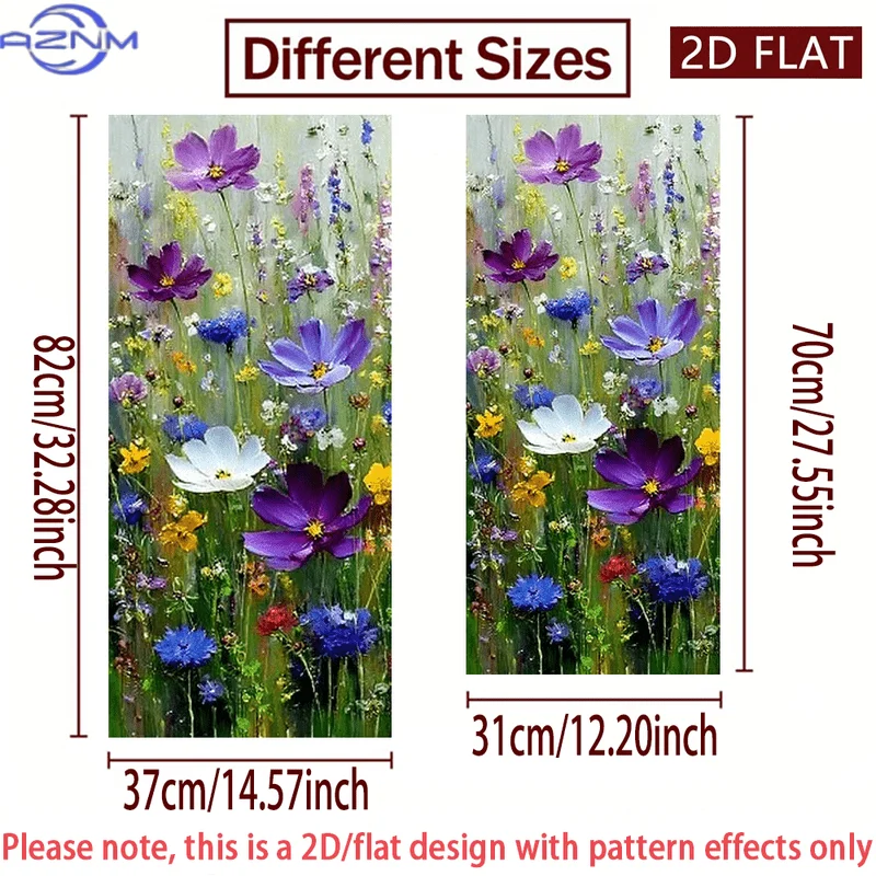2D/FLAT-Colorful Wildflower Bouquet Pattern Trash Can Sticker Wall Sticker Self - Adhesive PVC Decorative Sticker Waterproof S