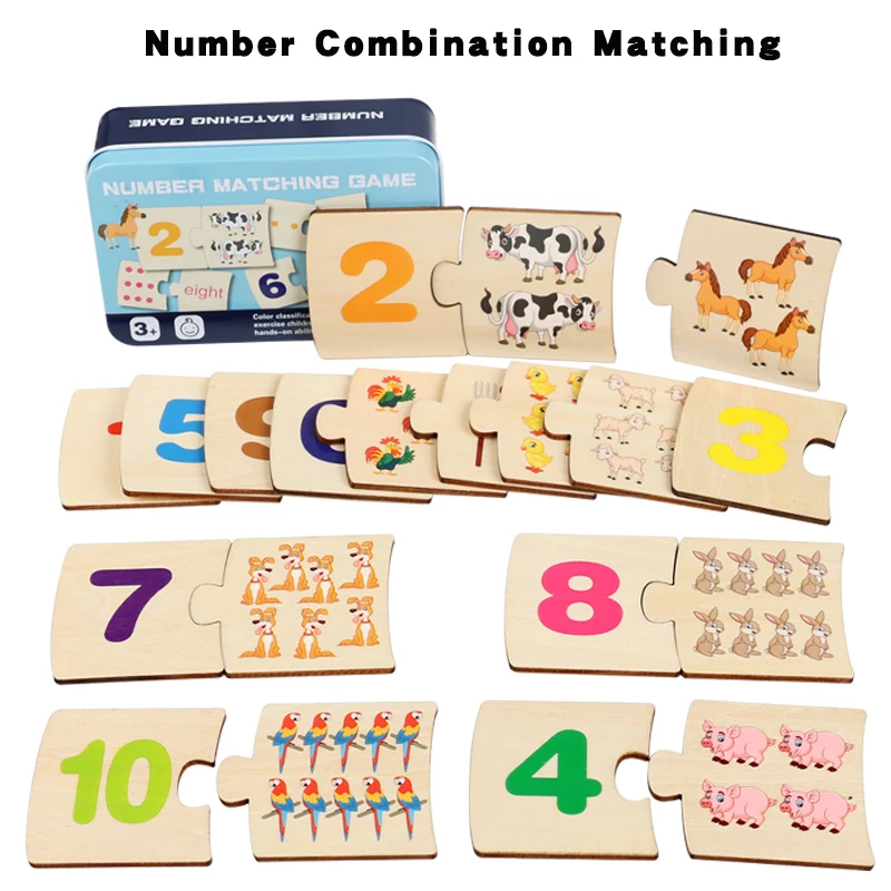 Interactive Wooden Learning Toy – Fun Animal & Number Matching Game for Shape Recognition & Early Math Skills, Ideal for Kids