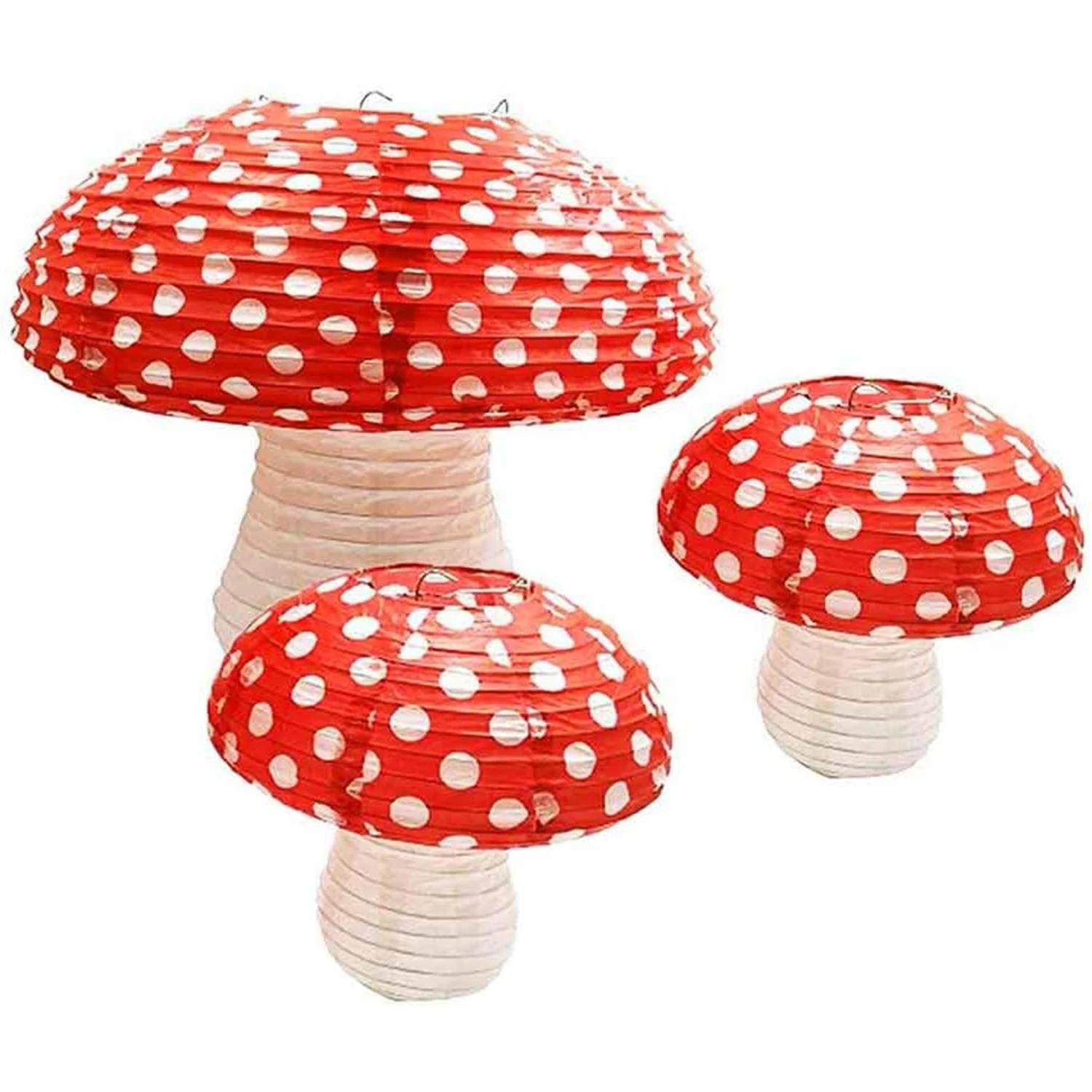 Mushroom Paper Lanterns for Jungle Wonderland Themed Birthday Party Decor 3D Mushroom Ornament for Baby Shower Wedding