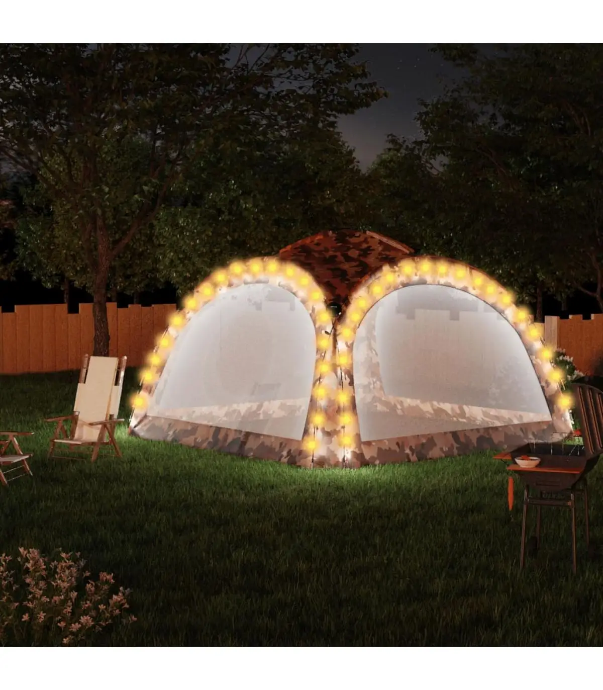 3,6x3,6x2,3 m 4 Walls Camouflage LED Party Tents & Cents