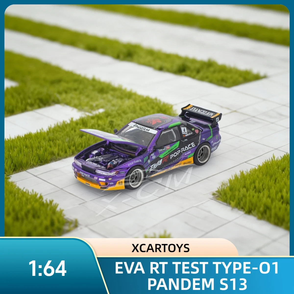Toy Car XCARTOYS PopRace Pandem S13 EVA01 1:64 (Metal & Plastic