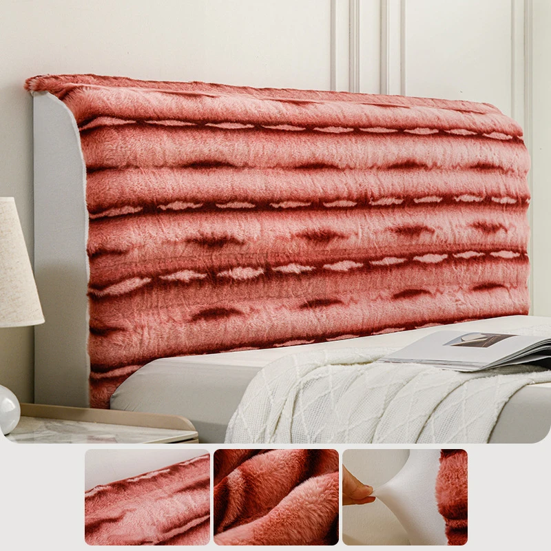 Faux Rabbit Fur Bed Headboard Cover Comfort Elastic Bed Head Slipcover All-inclusive Bed Backrest Cover Bedroom Decoration