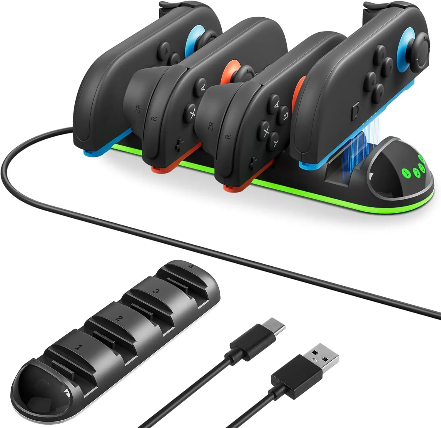 

Портативная зарядная док-станция для Nintendo Switch 2, аксессуары Joy-Con со светодиодной подсветкой для Switch 2, левая и правая ручка