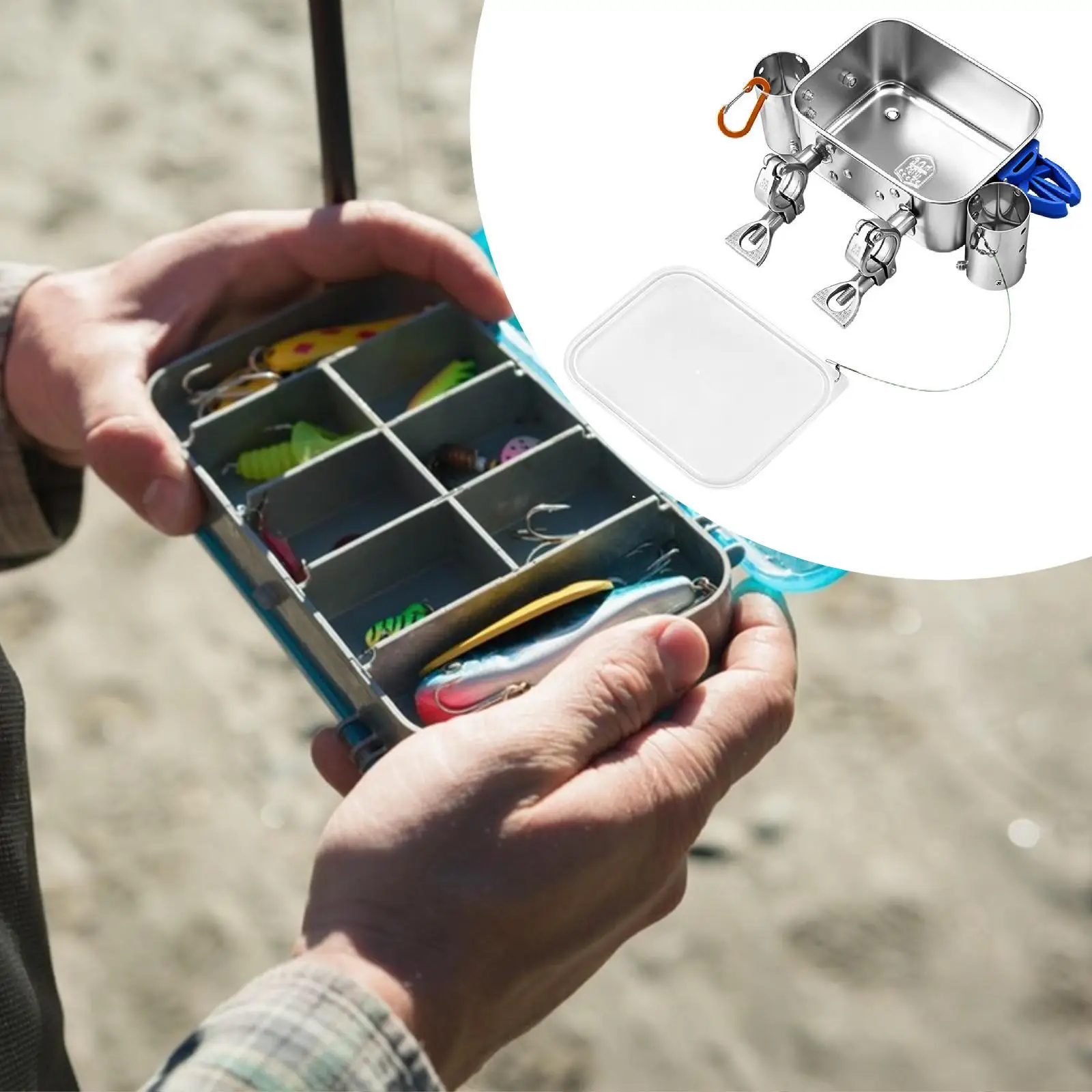 Portable Boat Fishing Baits Box Large Capacity Stainless Steel Frame Container for Marine Trolling Setups