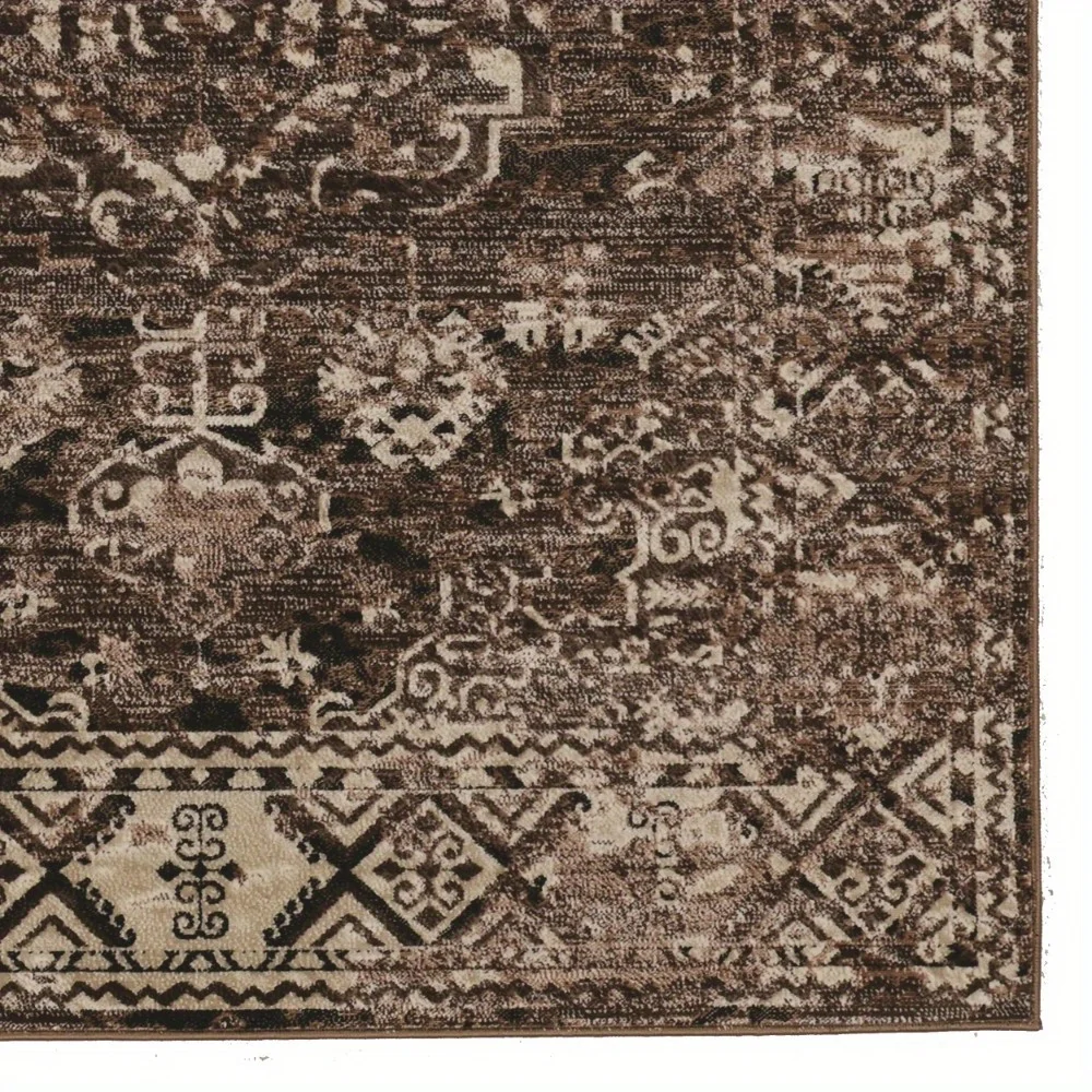 مجموعة سجادة أو عداء المنطقة العتيقة، بيج وبني، 5 × 7.6 بوصة