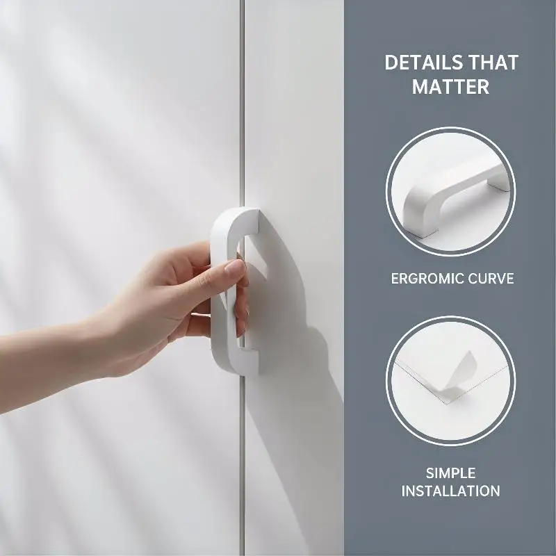 2PCS Window Cabinet Drawer Handles Self-adhesive Door Wardrobe Handle Organizer Paste Open Sliding Door Knob Auxiliary Device