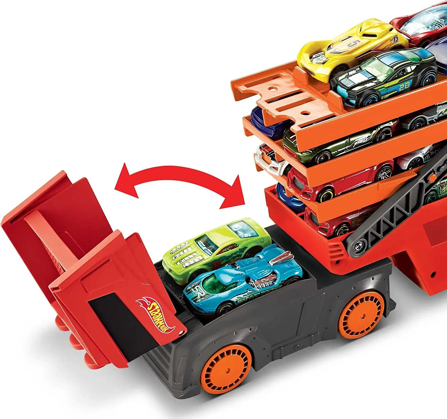 Original Hot Wheels Car Mega Hauler Truck Semi Holds  50 Toy Cars Diecast 1/64 Storage Carrier Kids Boys Toys for Children Gift