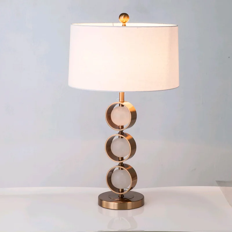 Postmodern simple round marble table lamp new Chinese model room living room study bedroom bedside