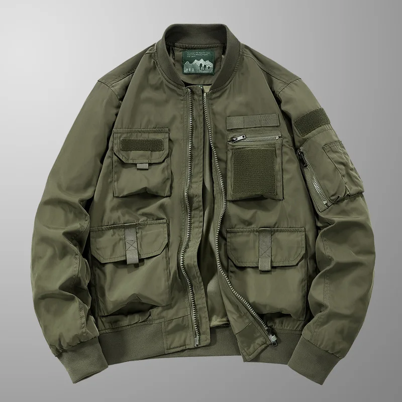 New Fashion Men Loose Casual Aviator Coats Bomber Jackets Quality Man Outdoor Multi-pockets Cargo Jackets Tooling Coats Size 6XL