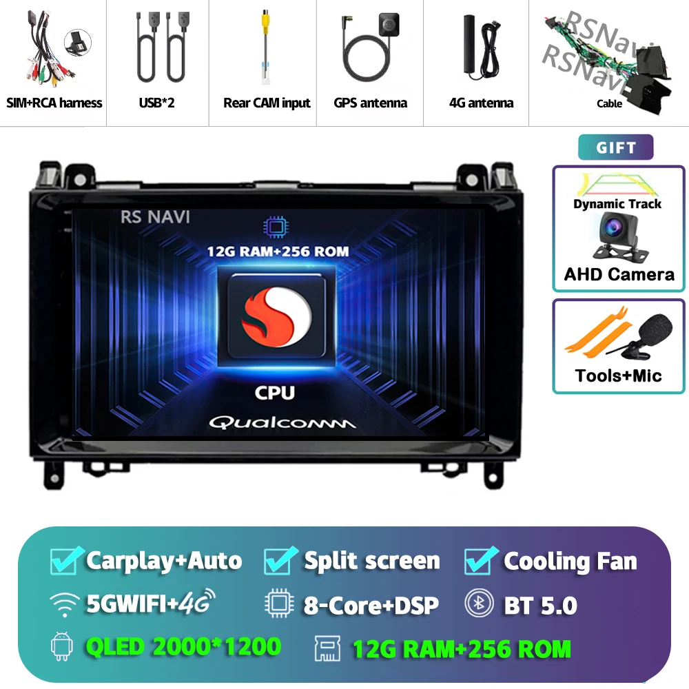 Android 15 Voor Benz Sprinter Volkswagen Crafter 2006-2016 2K QLED Android Autoradio Multimedia Video Player GPS stereo CarPlay