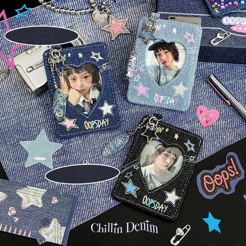 

Retro American Style Kpop Photocard Holder Sweet Star Style Photocard Cover Key Ring Portable Bag Pendant for Student Girl