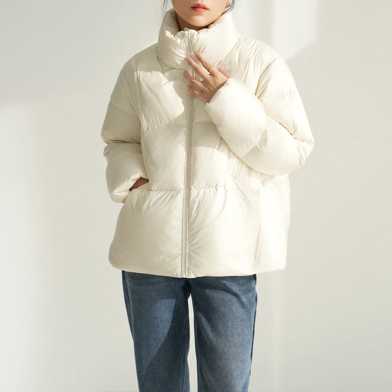 High quality 90% white goose down jacket warm for winter Women 2023 New Zipper Puffer coat Short Oversized Lady clothing 2O388