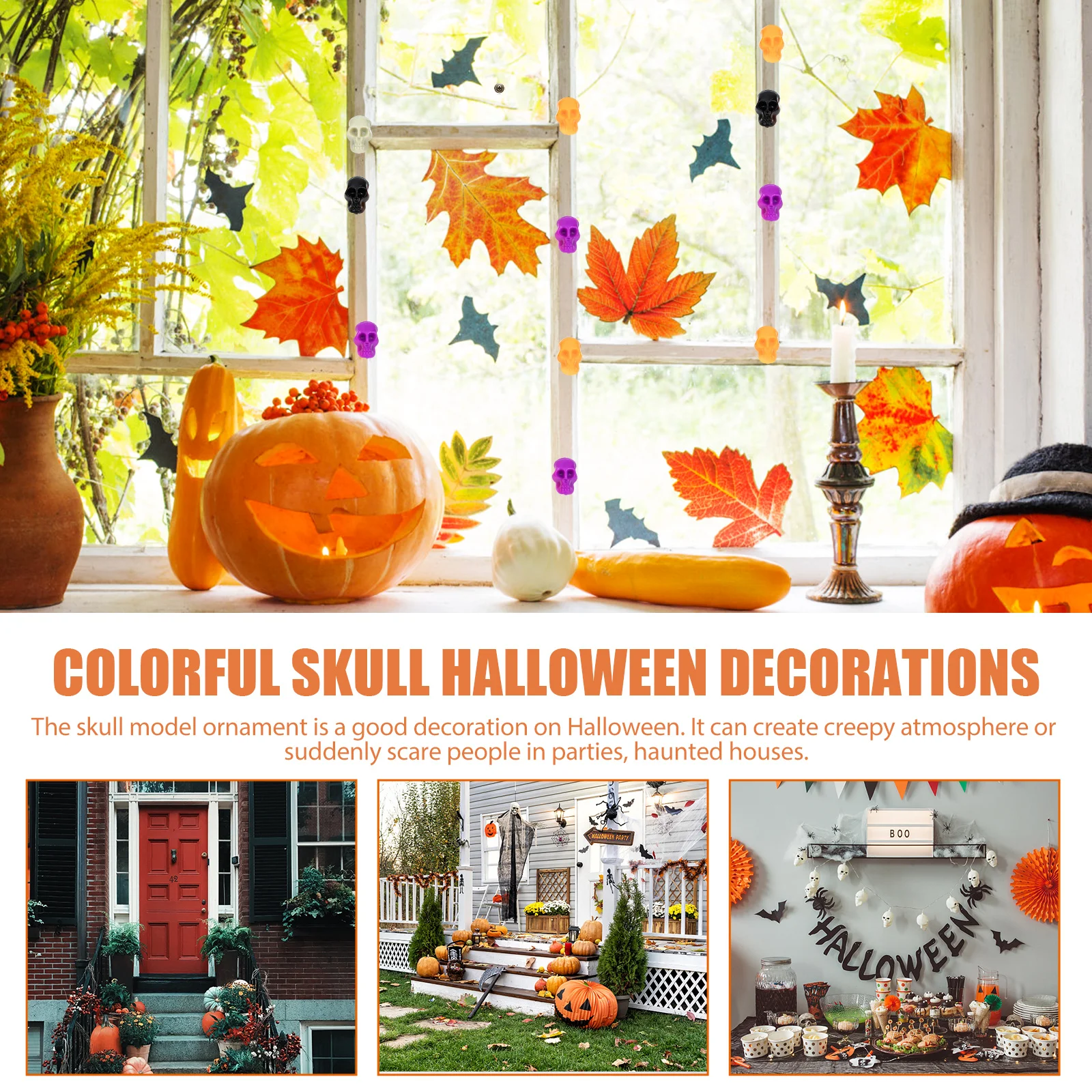 

100Pcs Plastic Small Skull Halloween Decoration DIY Craft Materials Mini Skull Heads Horror Movie Decor Scary Party Favors Props