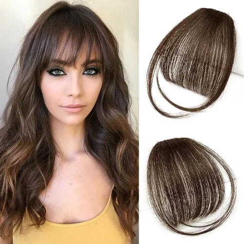 Flequillo de aire falso, extensión de cabello con Clip, pelo sintético, flecos falsos, postizo falso Natural, Clip en flequillo para mujer, herramientas de peinado