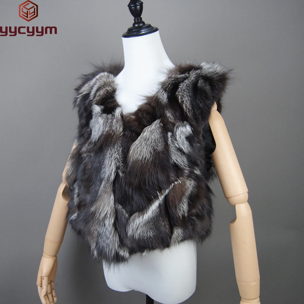 

2024 Fox Fur Gilet Real Fur Short Women Natural Winter Feminino Genuine Fur Vest Female Real Short Fur Vest Colete De Inverno