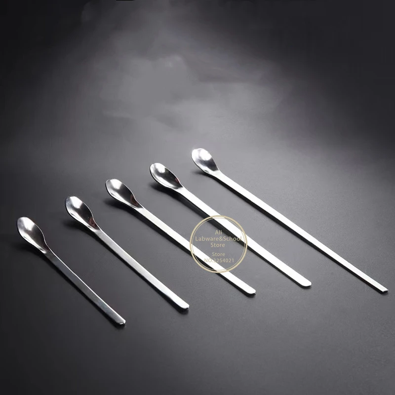 10pcs/lot Lab Single/Double/Square-head Stainless Steel Drug Reagents Sample Weighing Spoon 16/18/20/22/25/30cm