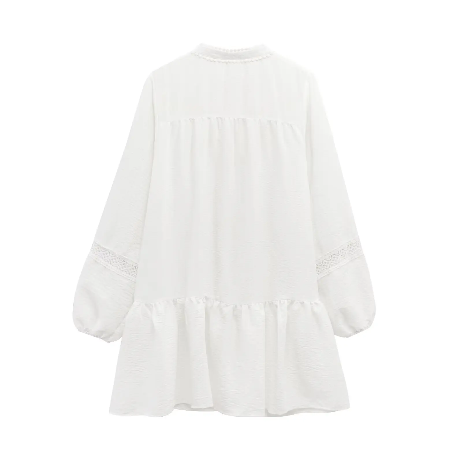 

TRAF & Women 2025 Spring New Fashion Lazy Hollow Embroidered dress Chic Crewneck Long Sleeve Mini Skirt Vestidos Mujer