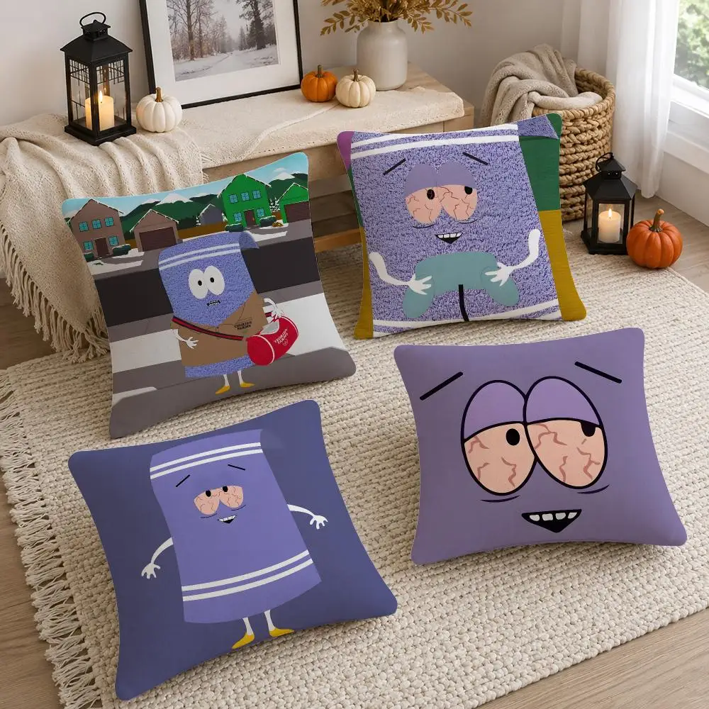 Funny Towelie Cushion Cover Soft Fluffy Short Plush  Pillow Case Throw Decorative Cushion Covers for Sofa Bedroom Home Decor