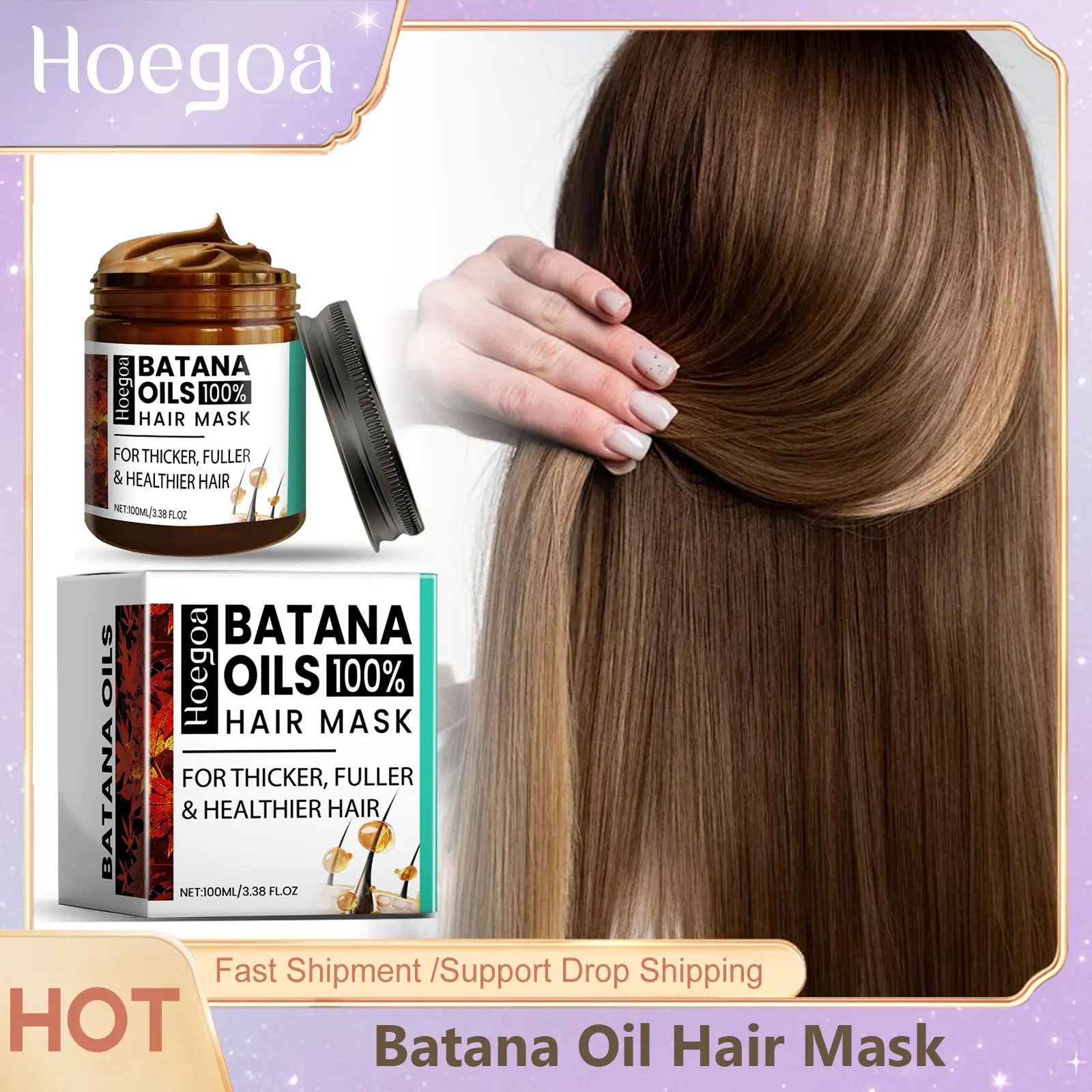 

Hoegoa Hair Mask Batana Oil Fast Repair Damaged Frizzy Hair Soft Smooth Shiny Hair Conditioner Straightening Keratin Treatment