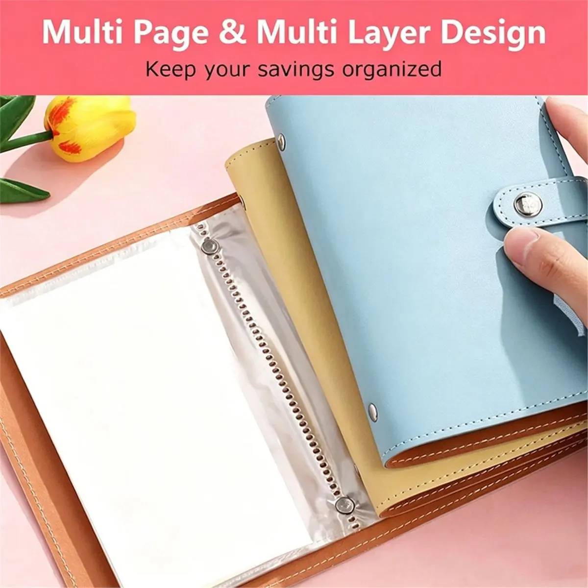 2Pcs 100 Envelopes Money Saving Challenge,Mini Money Saving Binder,Budget Binder with Cash Envelopes