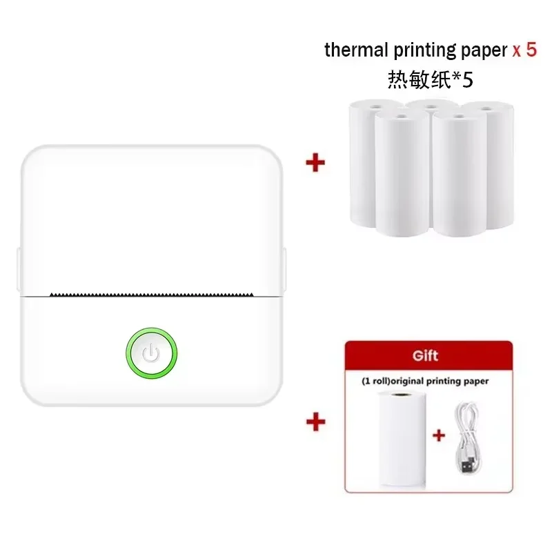 Portable Mini Thermal Printer Wireless Bluetooth 4.0 200dpi Photo Label Memo List Printing with USB Cable Imprimante Portable