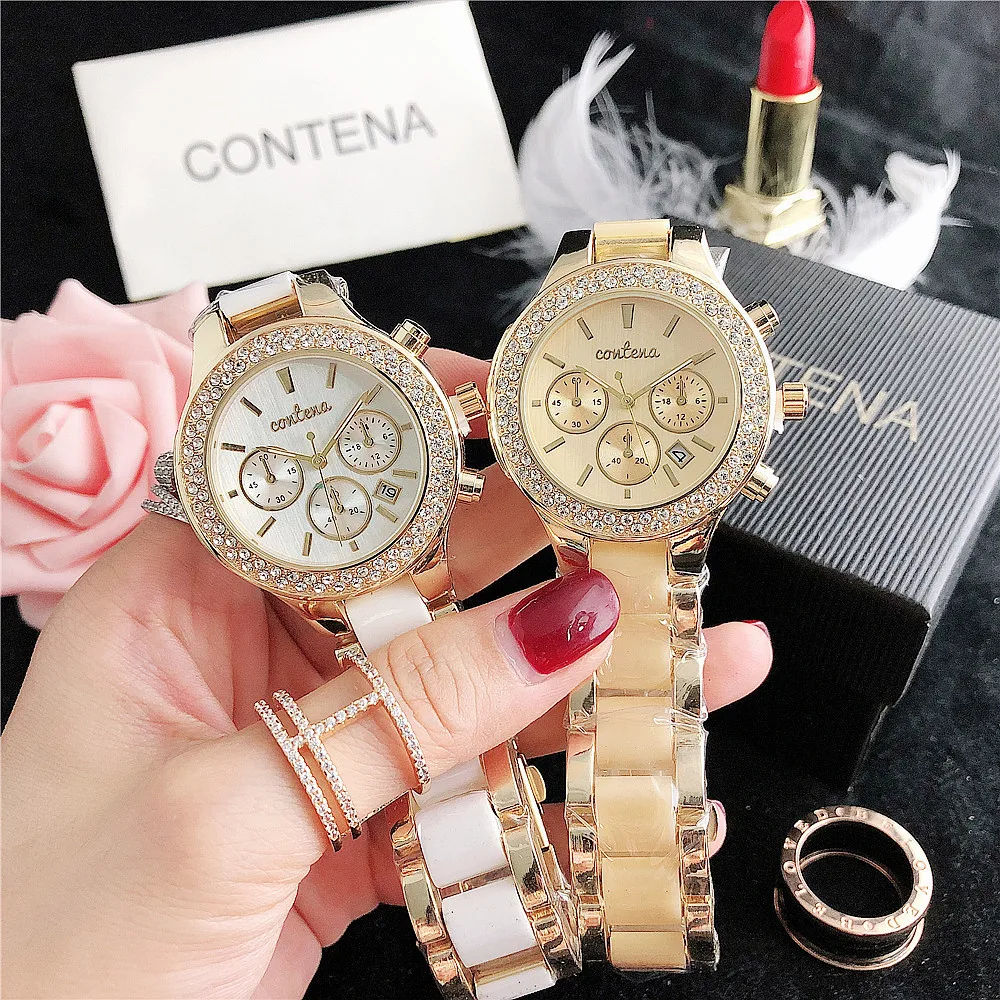 2023 contena relógios femininos marca superior de luxo quartzo senhoras moda pulso rosa ouro diamante relógio feminino relogio feminino