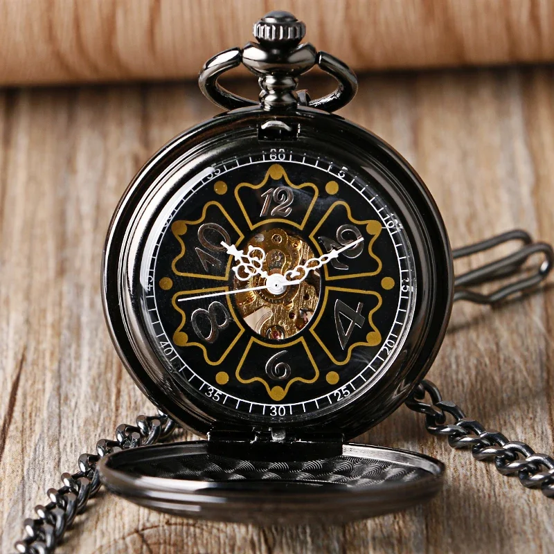 Vintage Pocket Watch Supernatural Pentagram Design Steampunk Hand-winding Mechanical Clock for Men Women FOB Chain Gifts