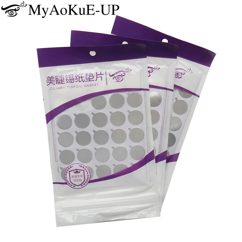 300 Pcs Disposable Eyelash Glue Holder Foil Pallet Eyelash Extension Glue Pads Lashes Stickers Stand on Eyelash Jade Stone