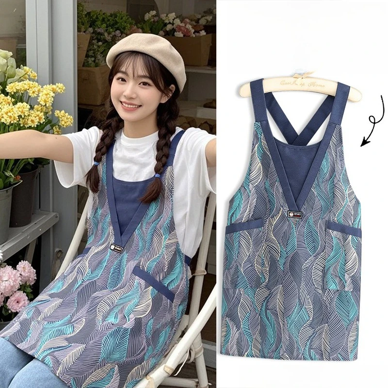 Anti-fouling Canvas Apron Household Apron Adult Cute Overalls