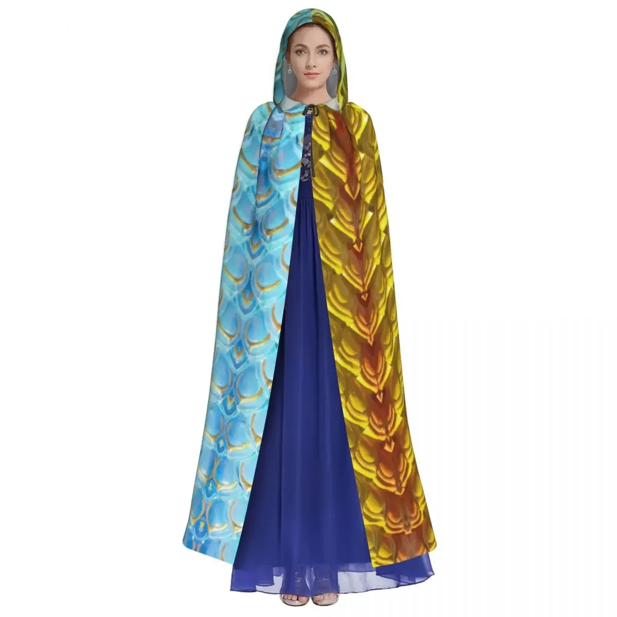 Dragon Scales Adult  Cape Hooded Medieval Costume Witch Wicca Vampire Elf Purim Carnival Party image 2