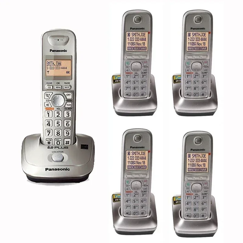 US.EU Digital Cordless Telephones With Intercom Backlit LCD Wireless Telephone For Office Home Bussiness Silver Gray