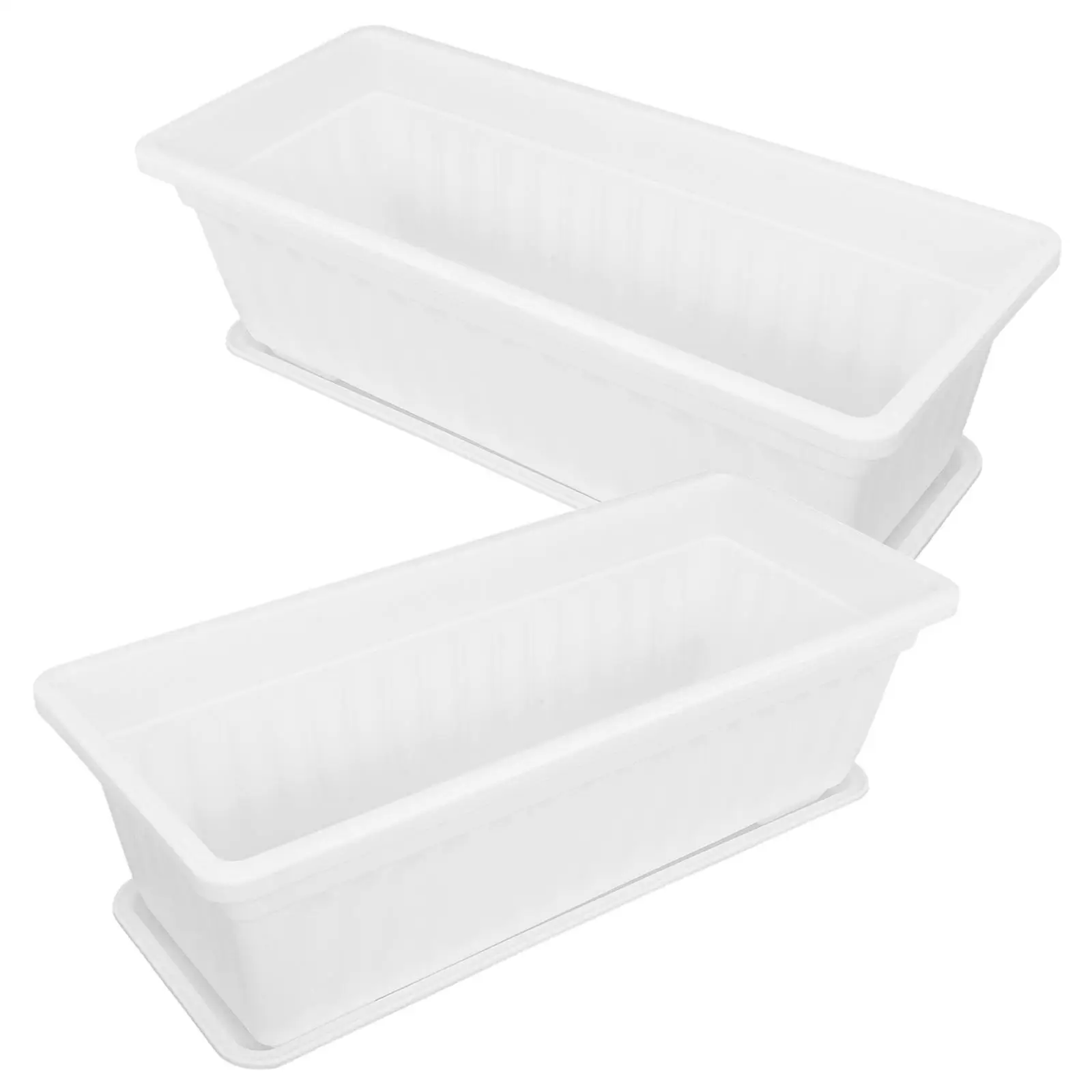2pcs Planting Pots Large Rectangular Flowerpot with Saucer for Plants Garden Accessories Plastic Containers
