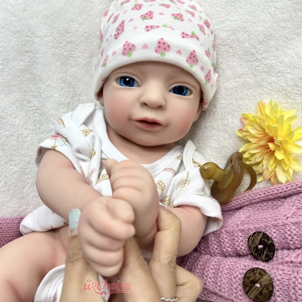 44cmの乳母訓練用シリコン製リボーンドール、青い目を持つリアルな洗える人形、柔軟な手足、プロの介護者向け