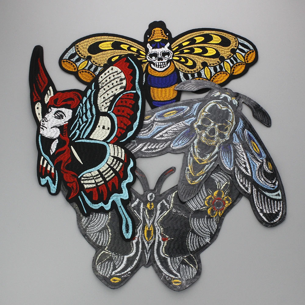 Animal Butterfly Skull Dragonfly bee Skull patch Iron On Clothes  Back Patch Motorcycle For Clothing Stickers  A380