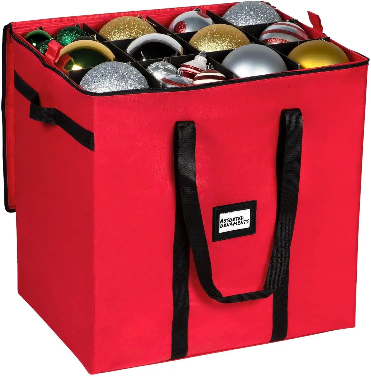 

Extra Large Christmas Ornament Storage Box with 4 Trays, Holds 48 Ornaments, Durable Zippered Design