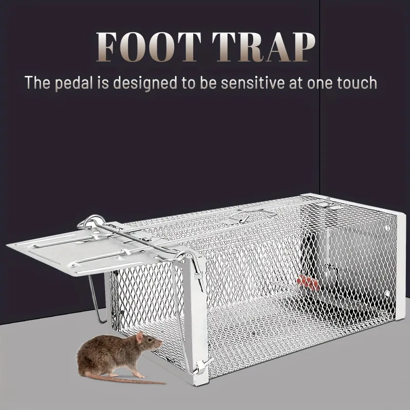 1pc Durable Iron Mouse Rat Trap Cage, Sensitive Pedal Design for Indoor and Outdoor Use, Humane Rodent Control