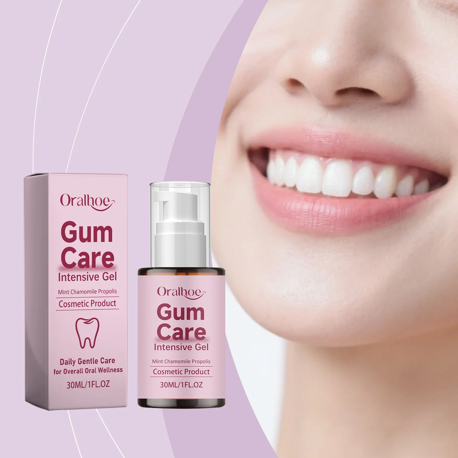 Gel Intensivo Natural para el Cuidado de las Encías Oralhoe, Aliento Fresco con Menta, Manzanilla y Propóleo, Tratamiento Bucal Diario para la Salud de las Encías Sensibles